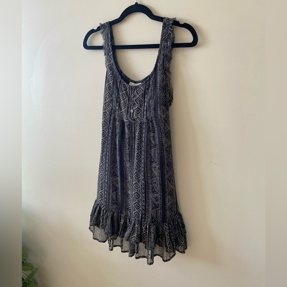 BILLABONG Bohemian Style Aztec Print Ruffle Trim Hem Mini Dress Size Small - Picture 12 of 14